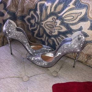 SOLD 🛑 Hot Chick 100 Silver Glitter Christian Louboutin Heels